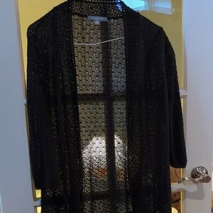 NY Collection Black Lace Cardigan